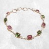 Bracelet Tourmaline rose et verte forme rectangulaire