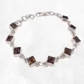 Bracelet argent Quartz fumé pierres Losange - Bijoux en Quartz Fumé