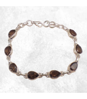 Bracelet argent Quartz fumé pierres gouttes