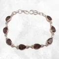 Bracelet argent Quartz fumé pierres gouttes - Bijoux en Quartz Fumé