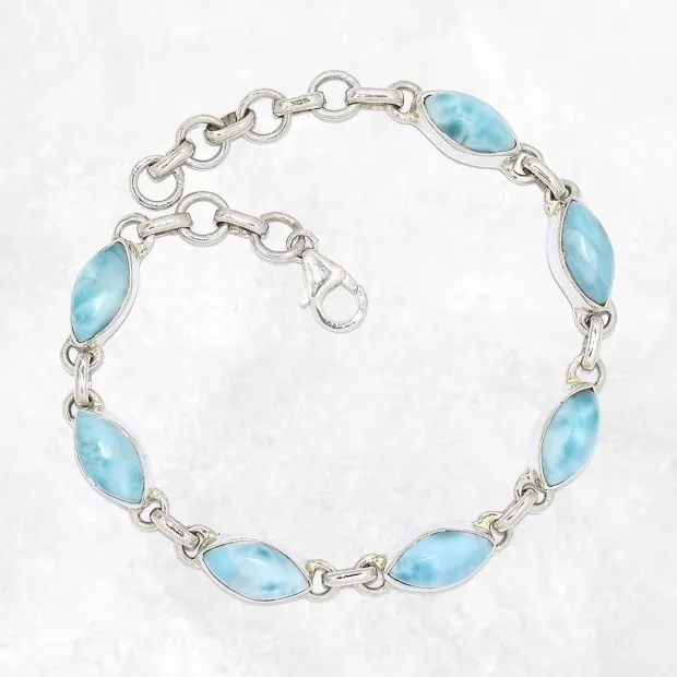 Bracelet authentique Larimar 7 pierres - Bracelets pierres naturelles