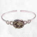 Bracelet jonc en Pyrite dorée et zirconium - Bracelets pierres naturelles