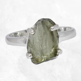 Bague Moldavite brute taille 54/55 (2) - Bijoux en Moldavite