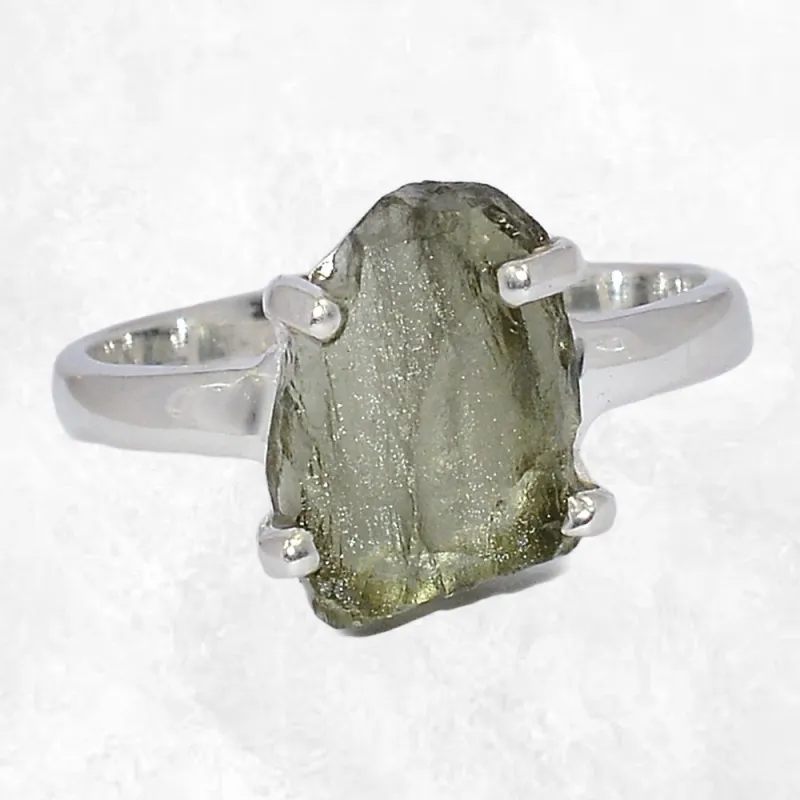 Bague Moldavite brute taille 54/55 (2) - Bijoux en Moldavite