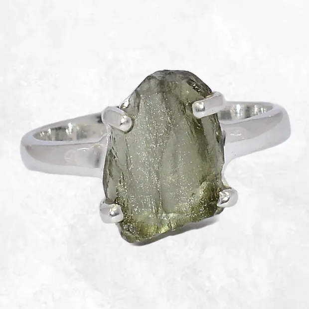 Bague Moldavite brute taille 54/55 (2) - Bijoux en Moldavite