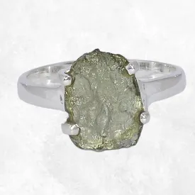 Bague argent Moldavite brute taille 54 (5) - Bijoux en Moldavite