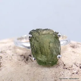 Bague Authentique Moldavite brute taille 55 (6) - Bijoux en Moldavite