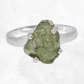 Bague Authentique Moldavite brute taille 55 (7) - Bijoux en Moldavite