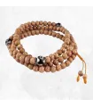 Mala tibétain 108 perles en Graines de Lotus et perle Dzi - Mala tibétain 108 perles
