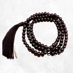 Collier mala tibetain Obsidienne noire
