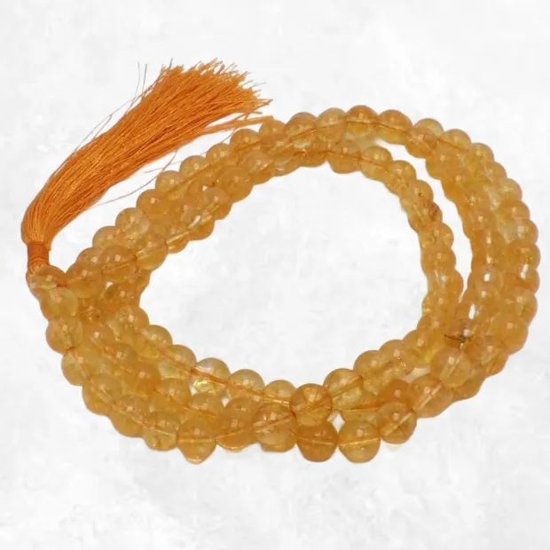 Mala tibétain en Citrine naturelle - Mala tibétain 108 perles