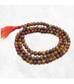 Mala tibétain en œil de tigre naturel, collier bouddhiste 3 couleurs.