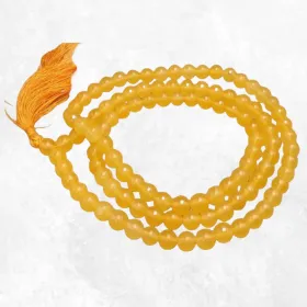 Mala tibetain de méditation 108 perles Jade Jaune 8 mm - Mala tibétain 108 perles