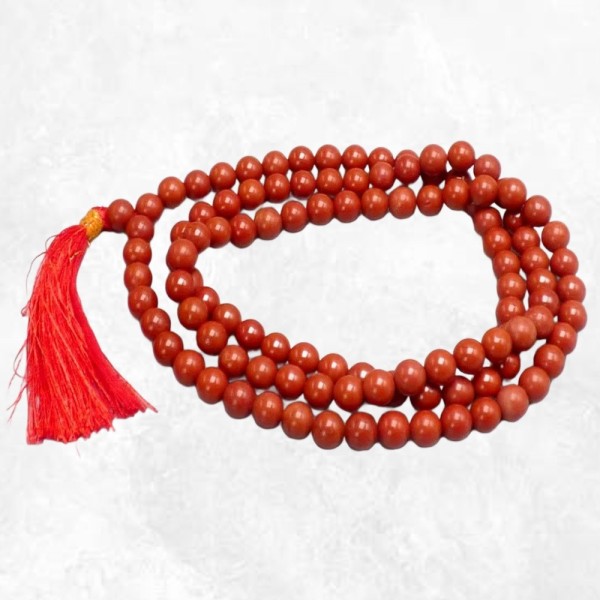 Mala tibétain 108 perles en Jaspe Rouge