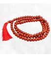 Mala tibétain en jaspe rouge, collier 108 perles de 8 mm.