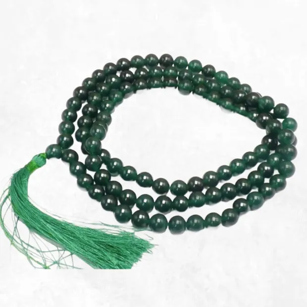 Mala tibetain de prières tibétain en Jade vert 8 mm - Mala tibétain 108 perles