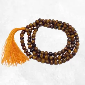 Mala tibétain de méditation 108 perles Oeil de Tigre grade AAA - Mala tibétain 108 perles