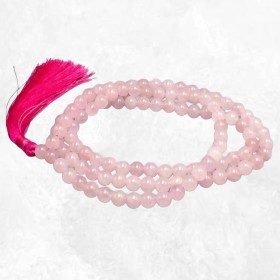 Mala tibétain pierre Quartz Rose