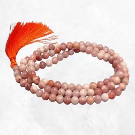 Mala tibétain Pierre de lune pêche - Mala tibétain 108 perles