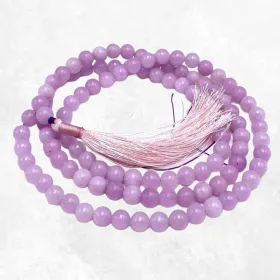 Mala tibétain en Kunzite mauve 108 perles - Mala tibétain 108 perles
