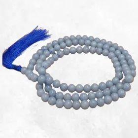 Mala tibétain 108 perles d'Angélite - Mala tibétain 108 perles