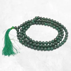 Mala tibétain bouddhiste 108 perles en Malachite - Mala tibétain 108 perles
