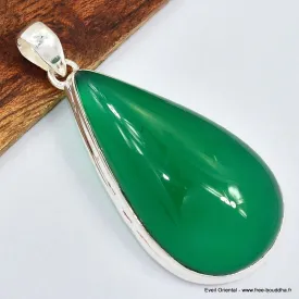 Gros pendentif goutte en Onyx vert - Pendentifs pierres naturelles