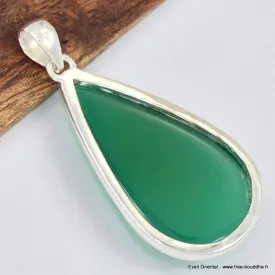Gros pendentif goutte en Onyx vert - Pendentifs pierres naturelles