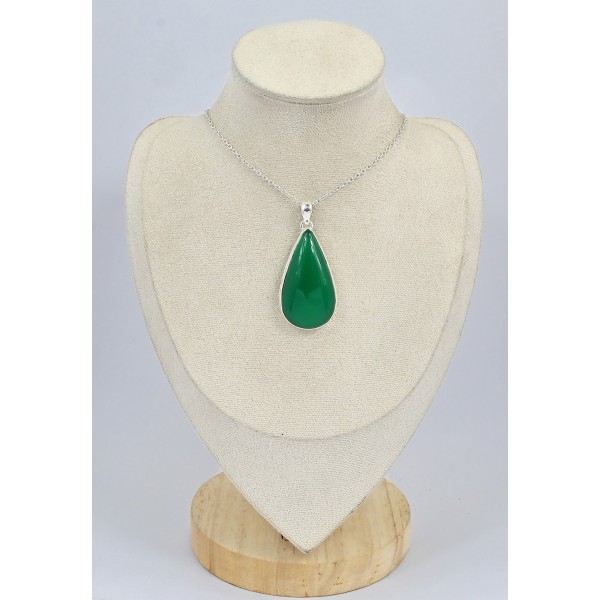 Gros pendentif goutte en Onyx vert 
