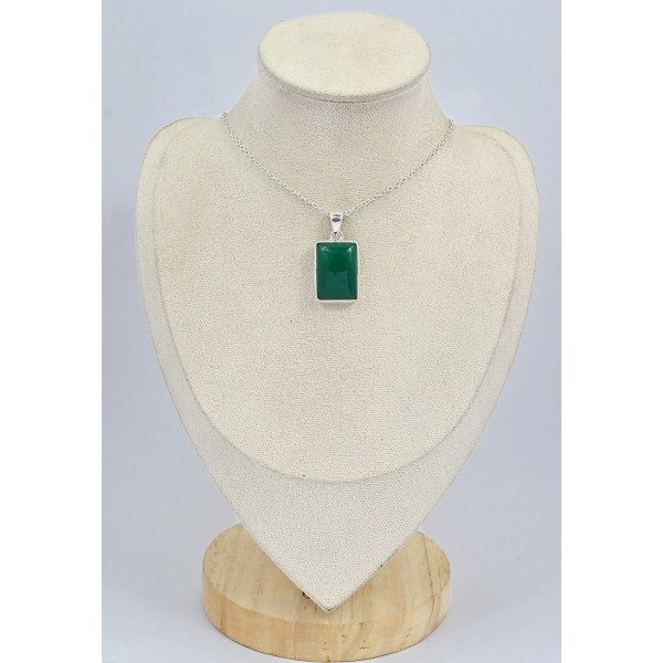 Pendentif Onyx Vert rectangulaire 