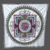 Nappe tibétaine en coton brodé écru kaki bordeau Tentures tibétaines Bouddha NTK6