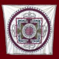 Nappe tibétaine en coton brodé fait main avec motifs Kalachakra.