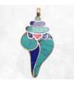 Conque tibétaine en pierres fantaisie Bijoux tibetains bouddhistes ET1.10
