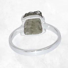Bague Authentique Moldavite brute taille 52 (8) - Bijoux en Moldavite