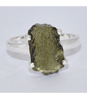 Bague Authentique Modavite brute taille 52 (8) Bijoux en Moldavite SK50.8