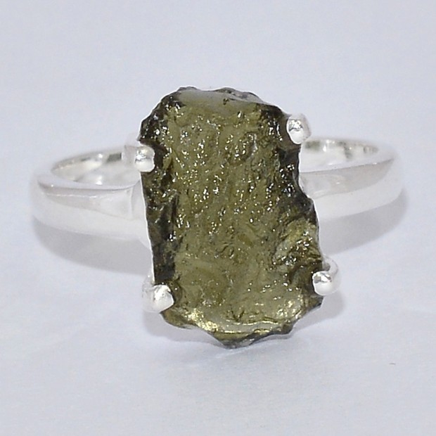 Bague Authentique Modavite brute taille 52 (8) Bijoux en Moldavite SK50.8