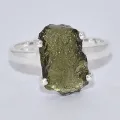 Bague Authentique Moldavite brute taille 52 (8) - Bijoux en Moldavite