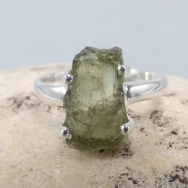 Bague Authentique Moldavite brute taille 52 (9) - Bijoux en Moldavite