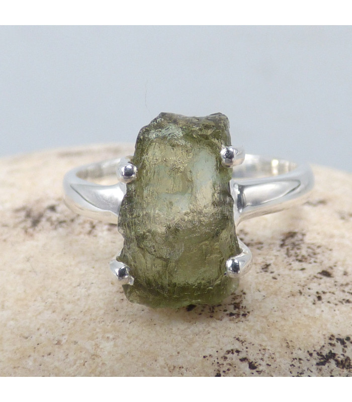 Bague Authentique Modavite brute taille 52 (9) Bijoux en Moldavite SK50.9