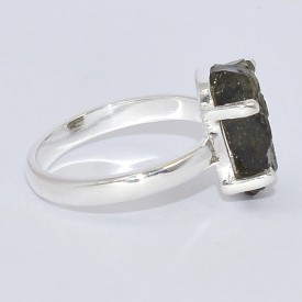 Bague argent Modavite brute taille 49 (11) Bijoux en Moldavite SK50.11