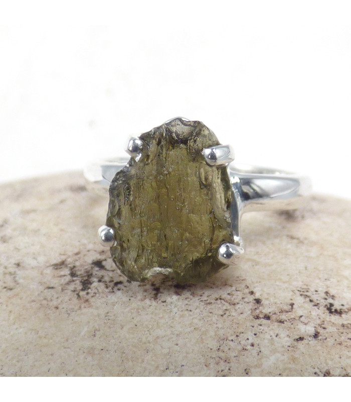 Bague argent Modavite brute taille 49 (11) Bijoux en Moldavite SK50.11