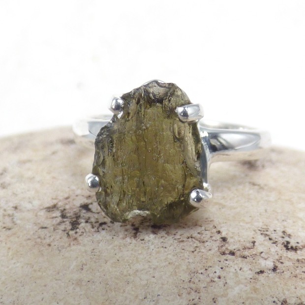 Bague argent Modavite brute taille 49 (11) Bijoux en Moldavite SK50.11