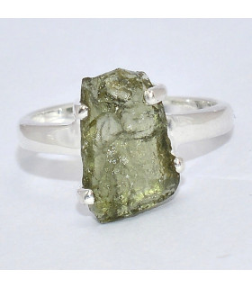 Bague argent Modavite brute taille 52 (12) Bijoux en Moldavite SK50.12