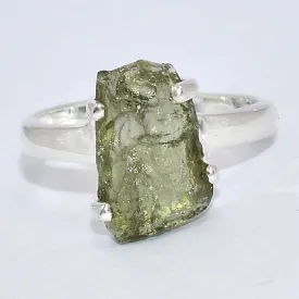 Bague argent Moldavite brute taille 52 (12) - Bijoux en Moldavite
