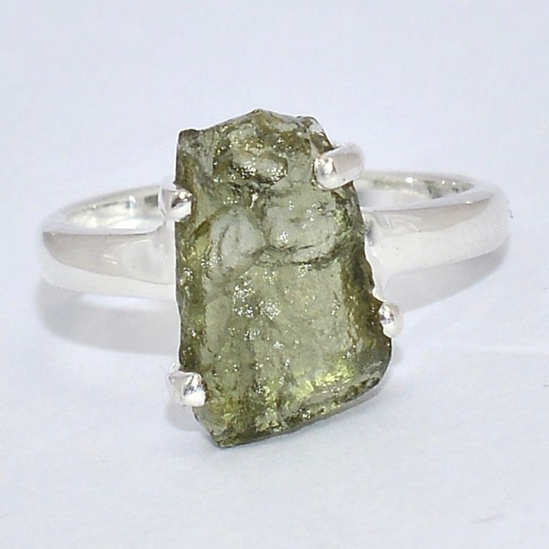Bague argent Modavite brute taille 52 (12) Bijoux en Moldavite SK50.12