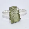 Bague argent Moldavite brute taille 52 (12) - Bijoux en Moldavite