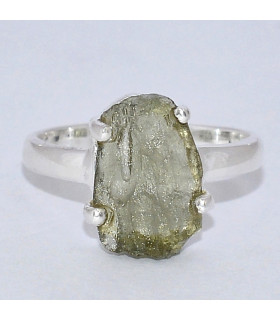 Bague argent Modavite brute taille 52 (13) Bijoux en Moldavite SK50.13