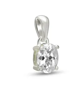 Pendentif Topaze blanche naturelle facettée serti griffes - Pendentifs pierres naturelles