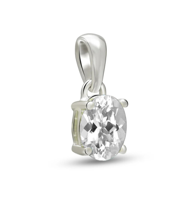 Pendentif Topaze blanche naturelle facettée serti griffes