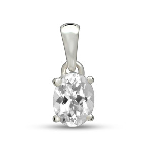 Pendentif Topaze blanche naturelle facettée serti griffes